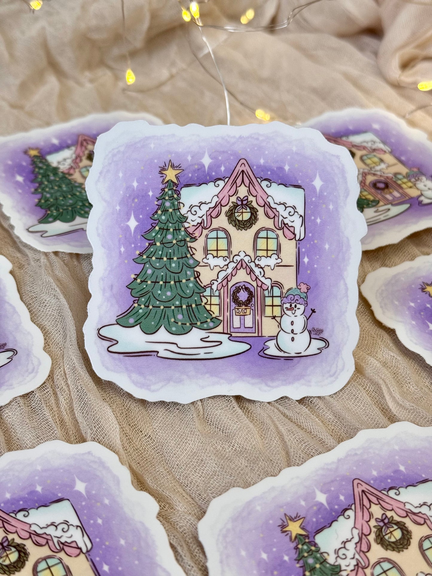 Winter Christmas House Sticker