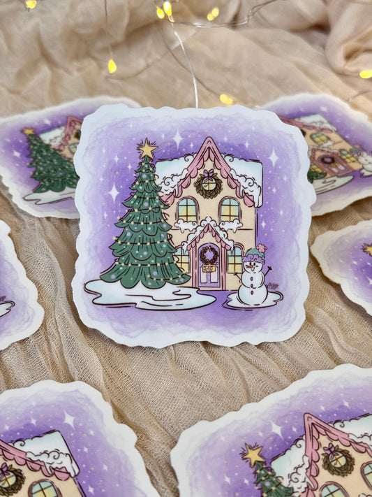 Winter Christmas House Sticker