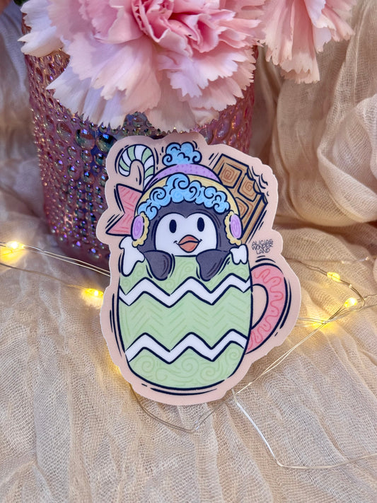 Winter Penguin Mug Sticker