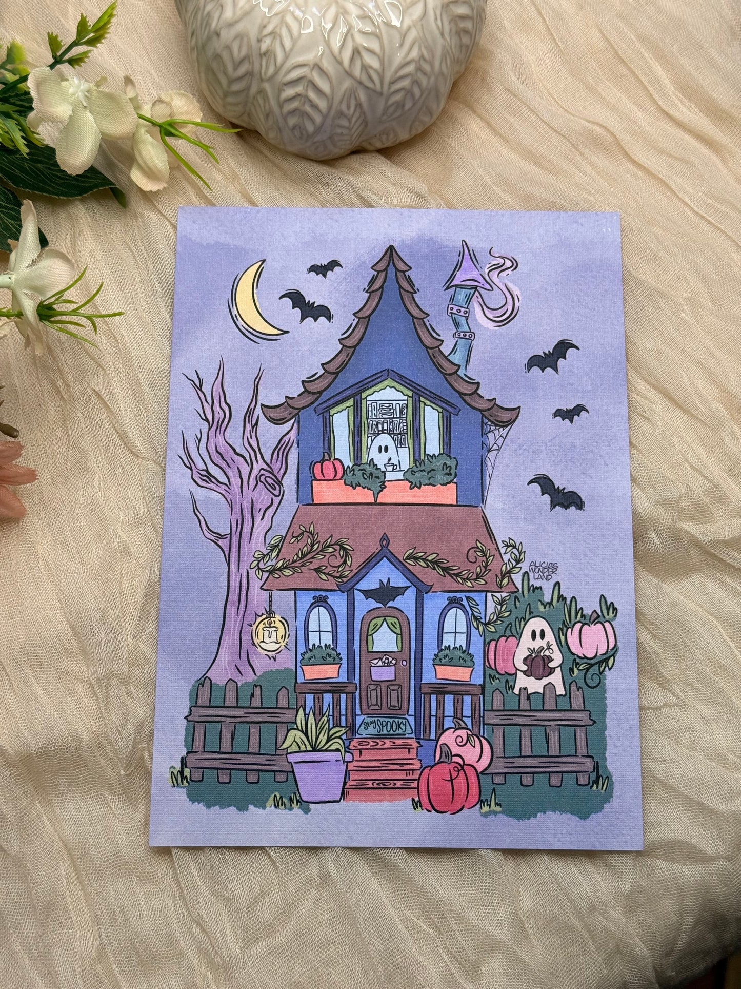 Spooky Ghost House Print