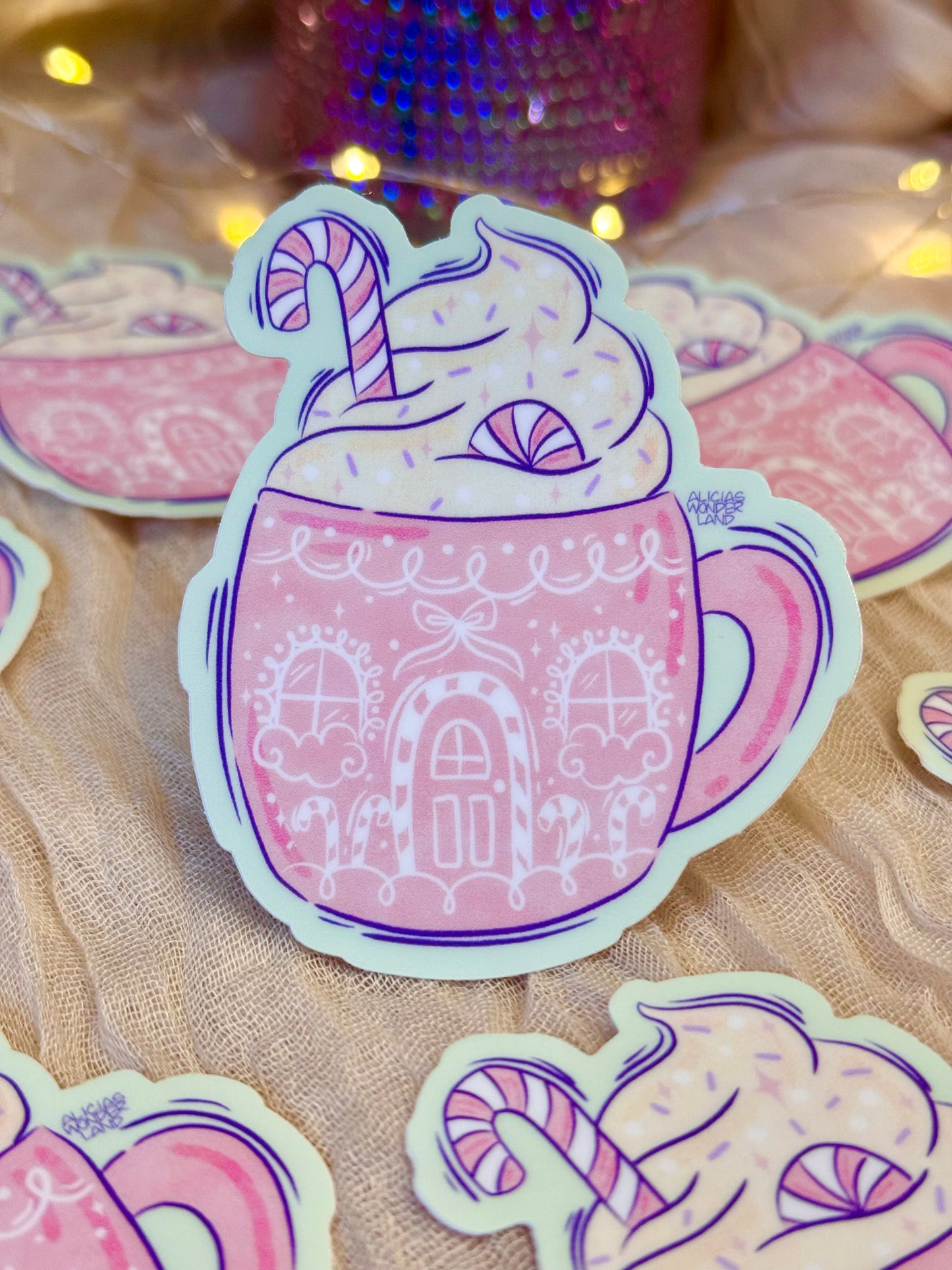 Pink Xmas Mug Sticker