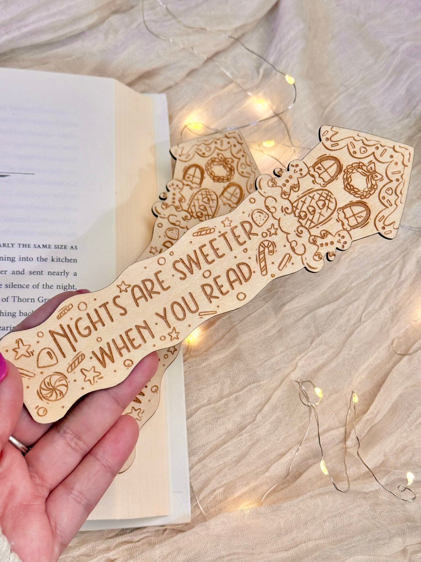 Jolly Night Reads Wood Bookmark
