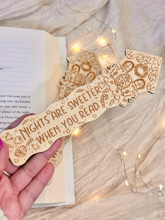 Jolly Night Reads Wood Bookmark