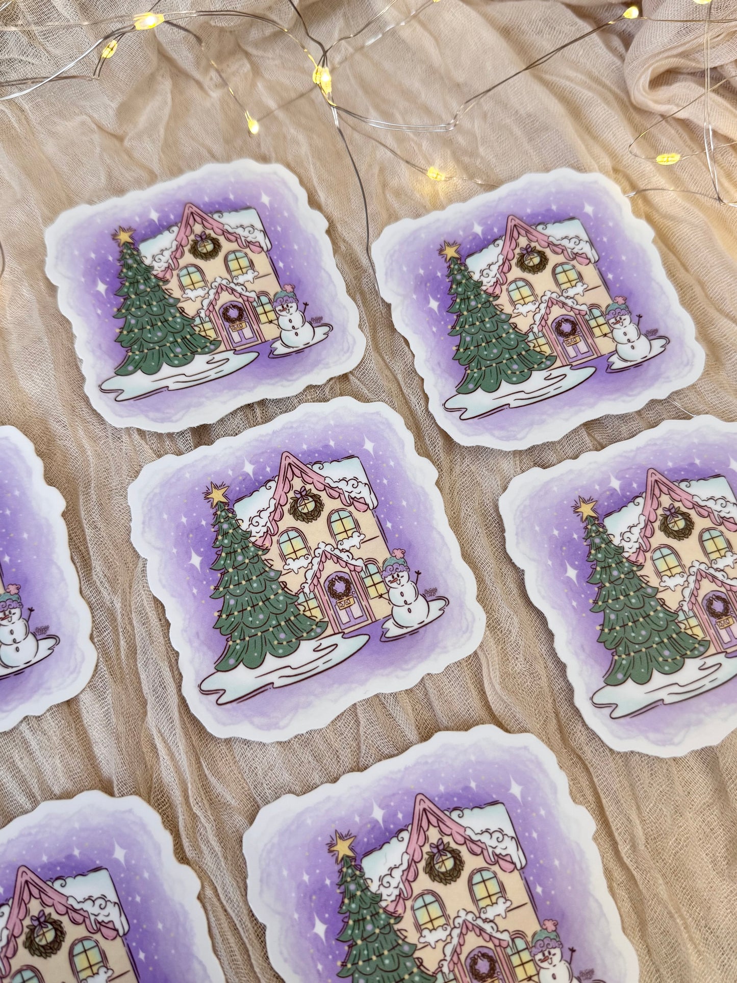 Winter Christmas House Sticker