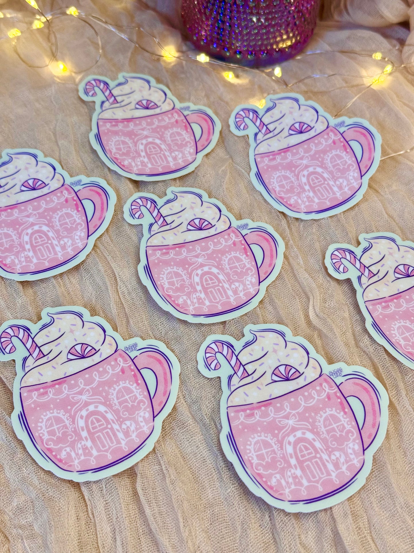 Pink Xmas Mug Sticker