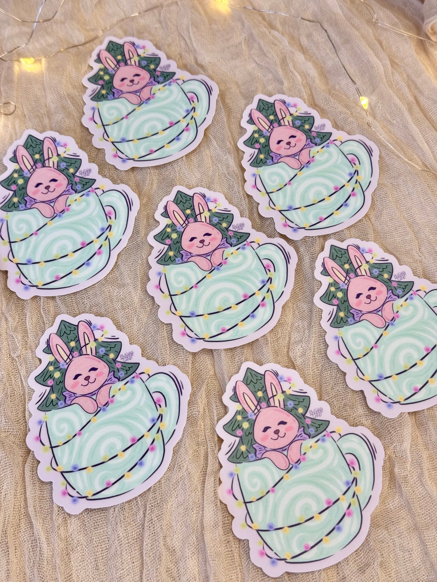 Whimsical Xmas Bunny Sticker