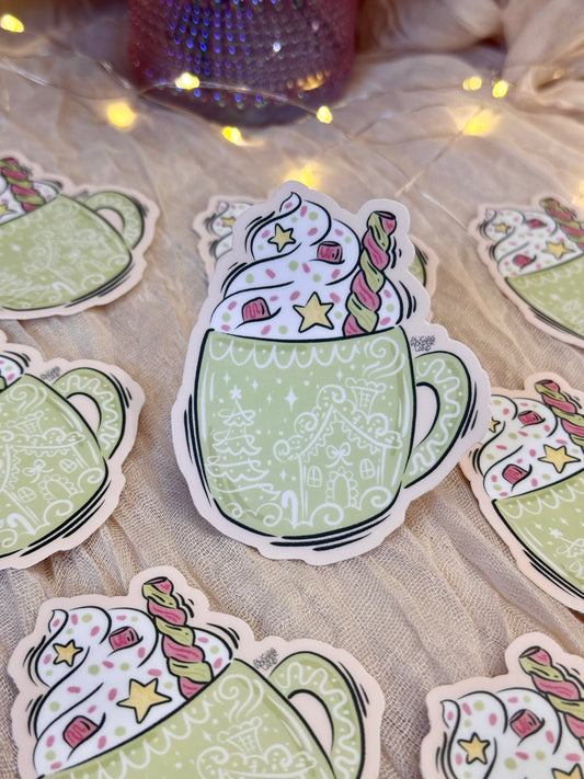 Mint Green Xmas Mug Sticker