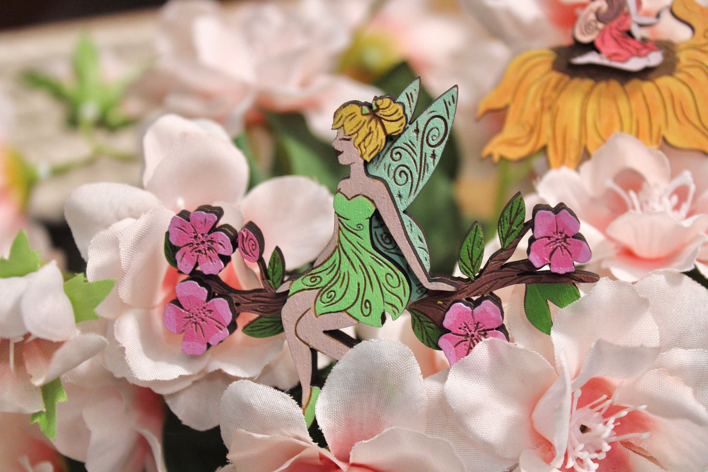 Sparkle & Tinker Fairy - Wood Pin or Magnet