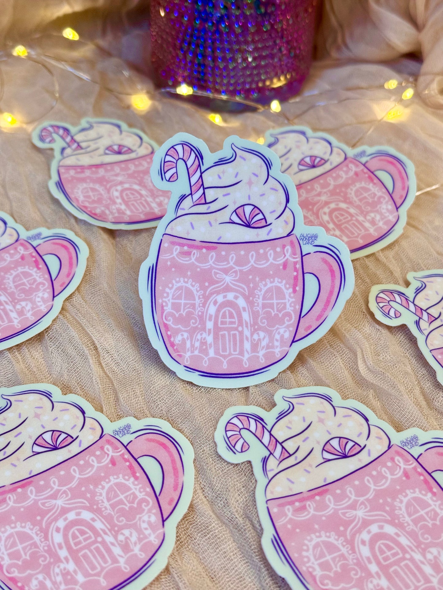 Pink Xmas Mug Sticker