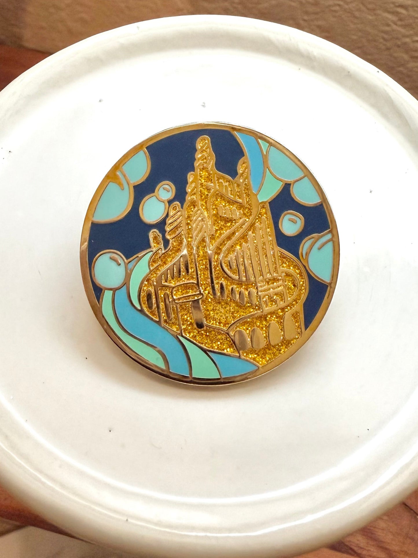 Mermaid Castle Enamel Pin -  1.5” Hard enamel