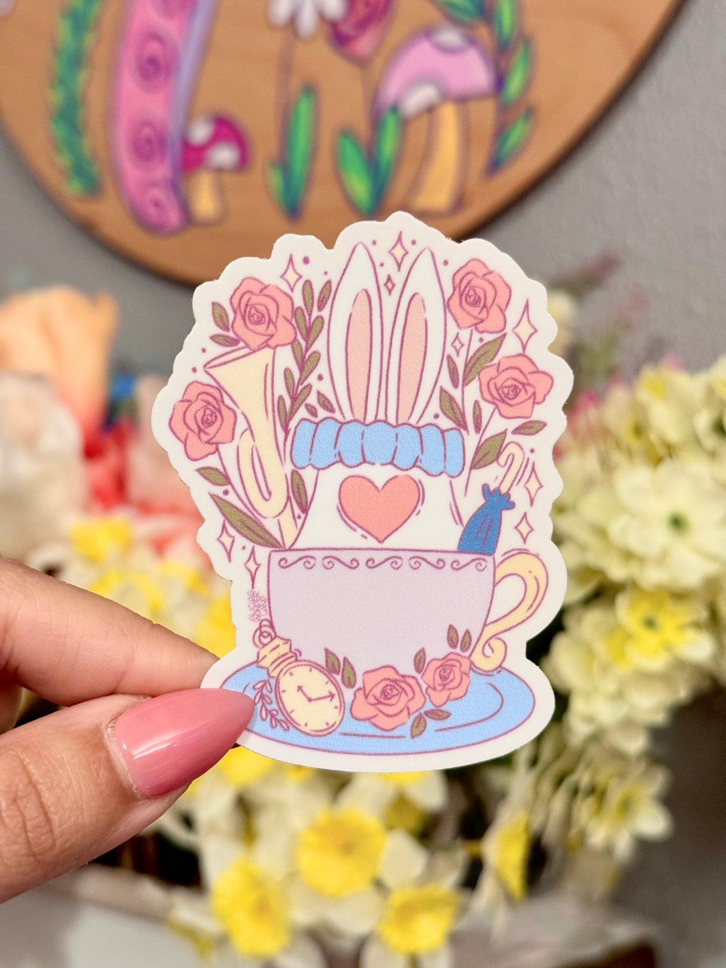 White Rabbit Sticker | Teacup Buddies