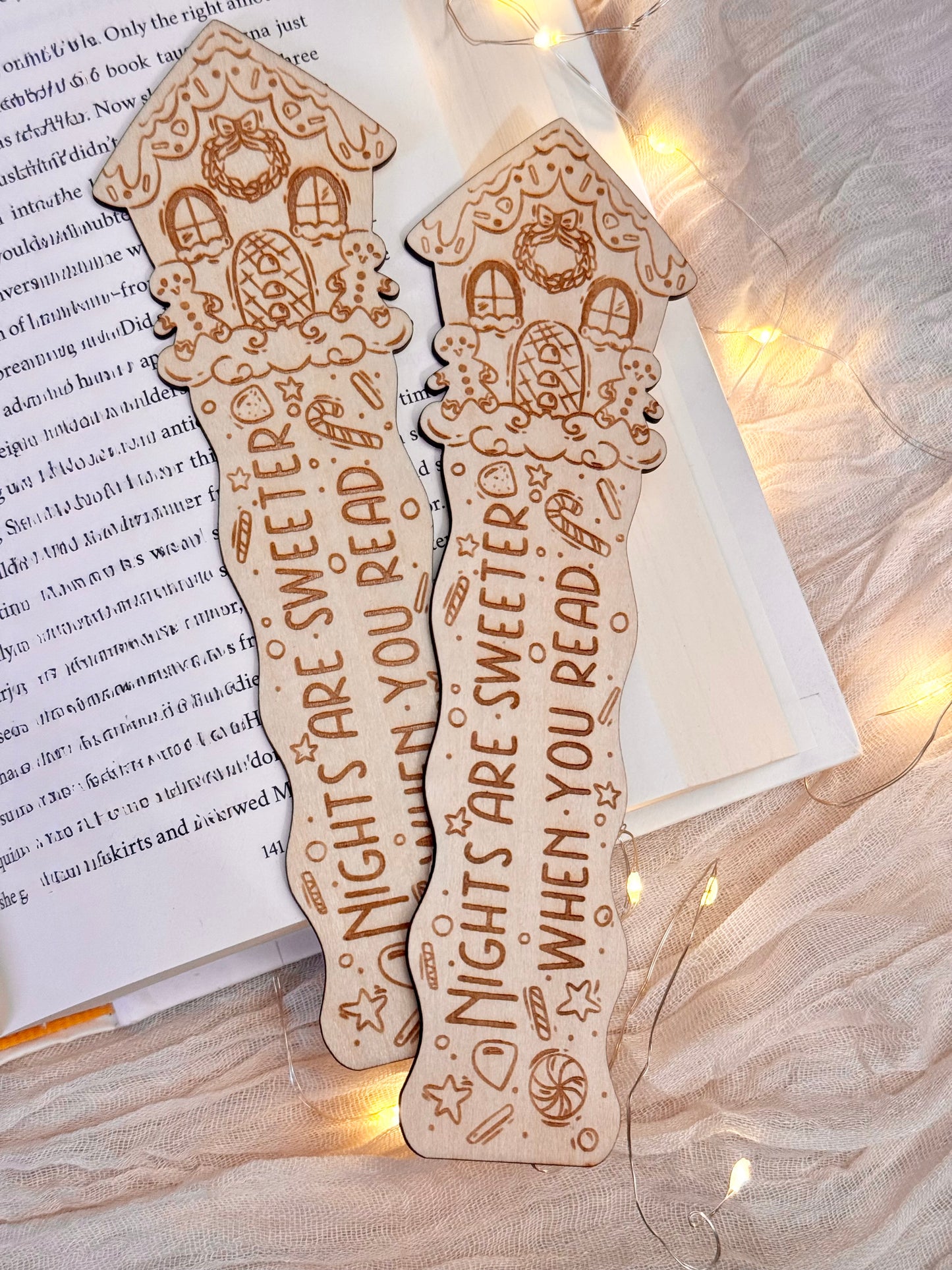 Jolly Night Reads Wood Bookmark