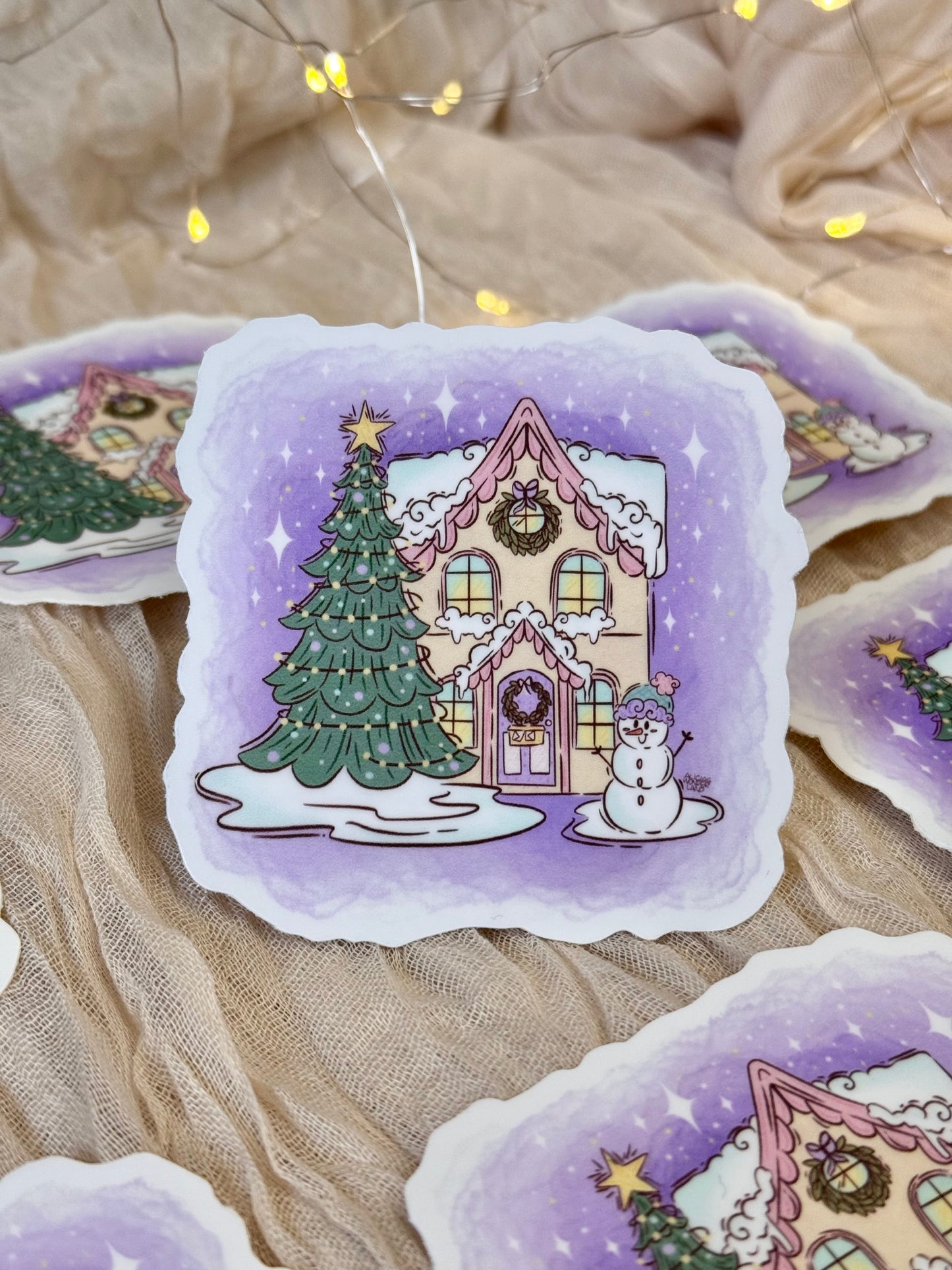 Winter Christmas House Sticker
