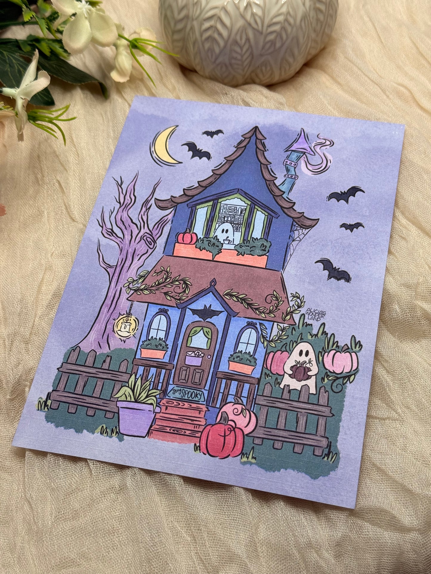 Spooky Ghost House Print