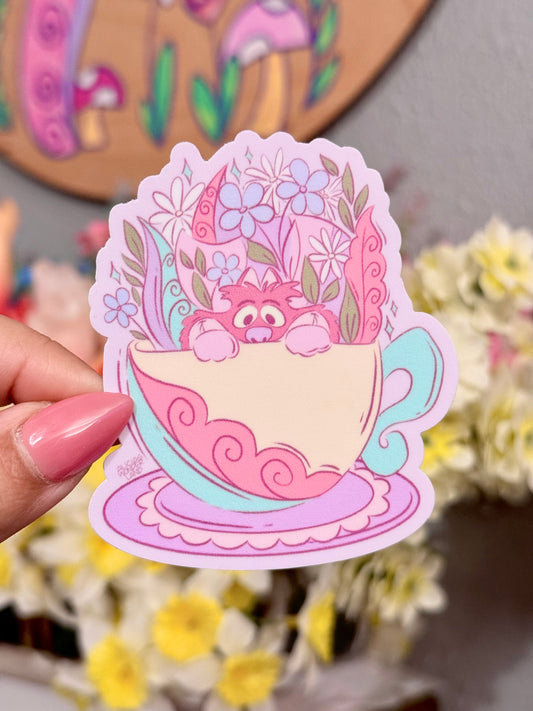 Mad Cat Tea Sticker | Teacup Buddies