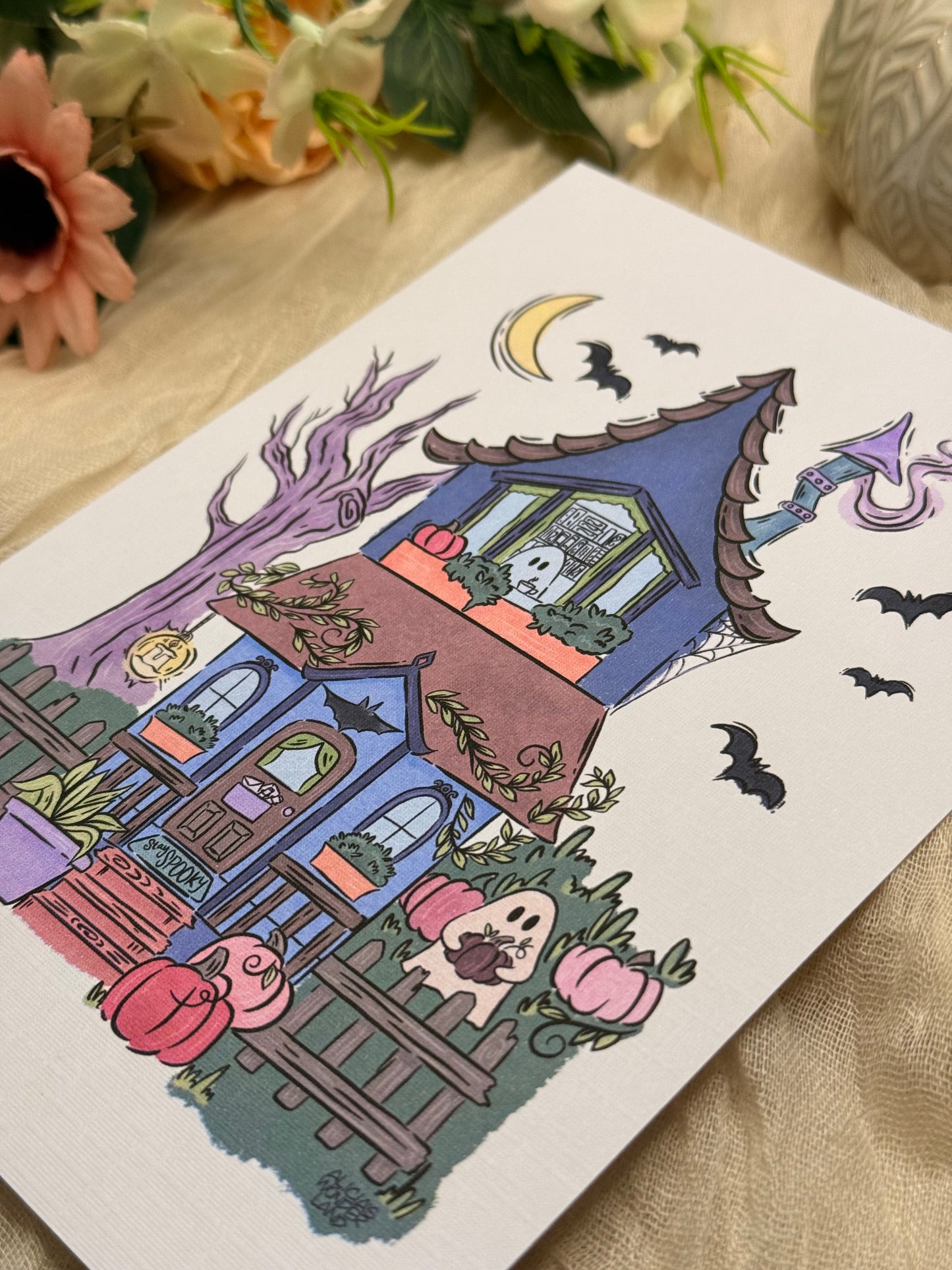 Spooky Ghost House Print