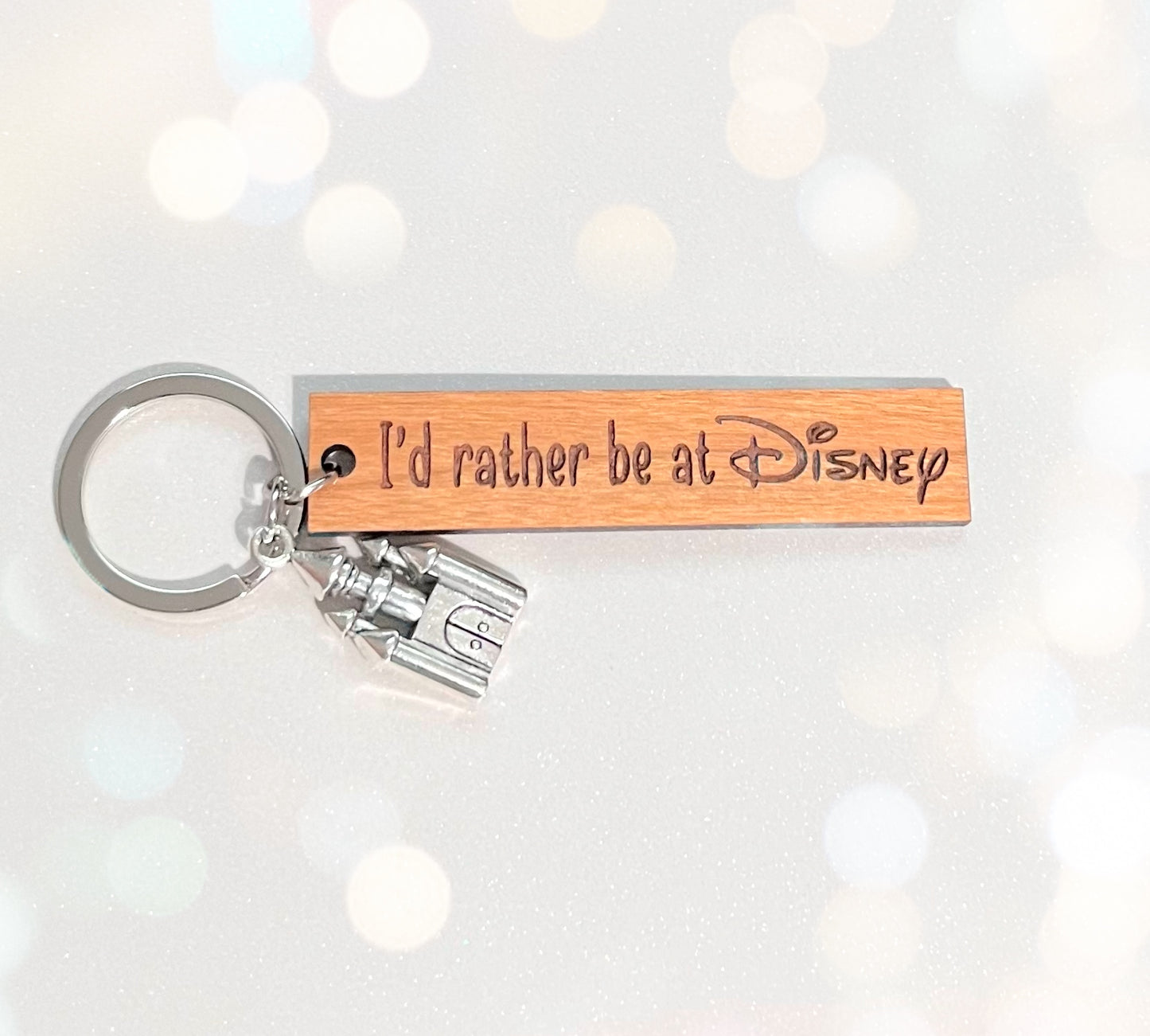 I'd rather be at Wood Keychain