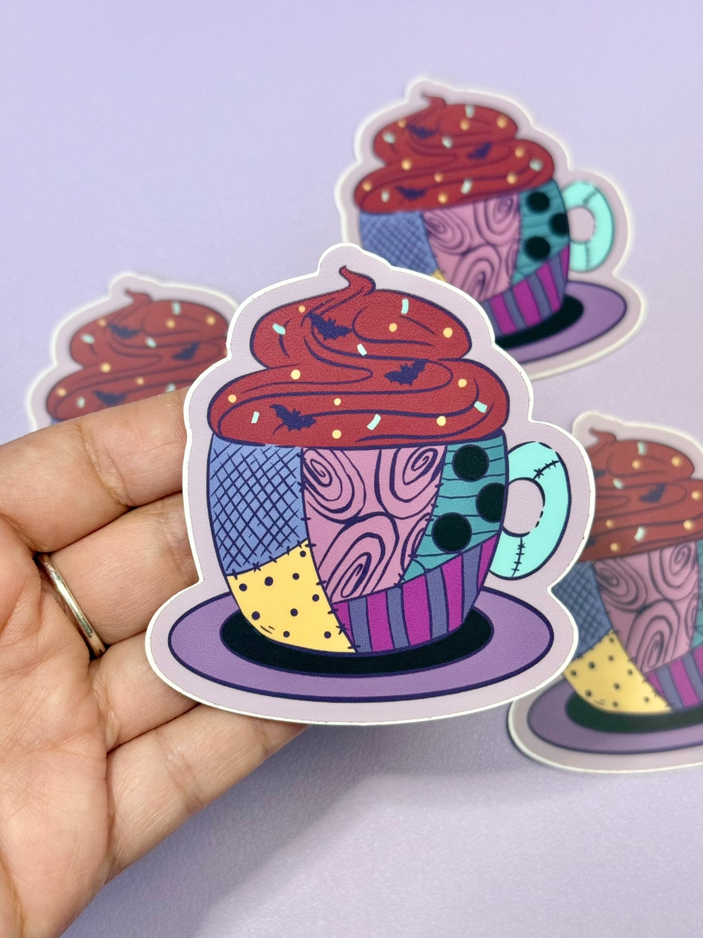 Stitched Doll Latte Sticker | Wicked Mugs