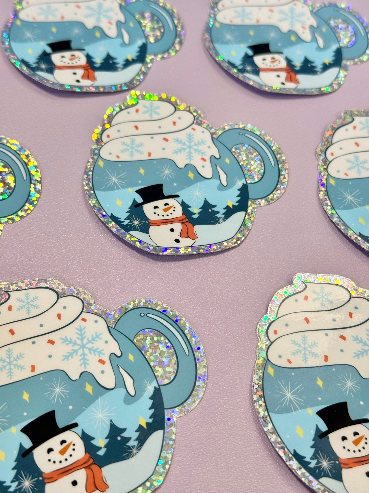 Snowman Mug Glitter Sticker