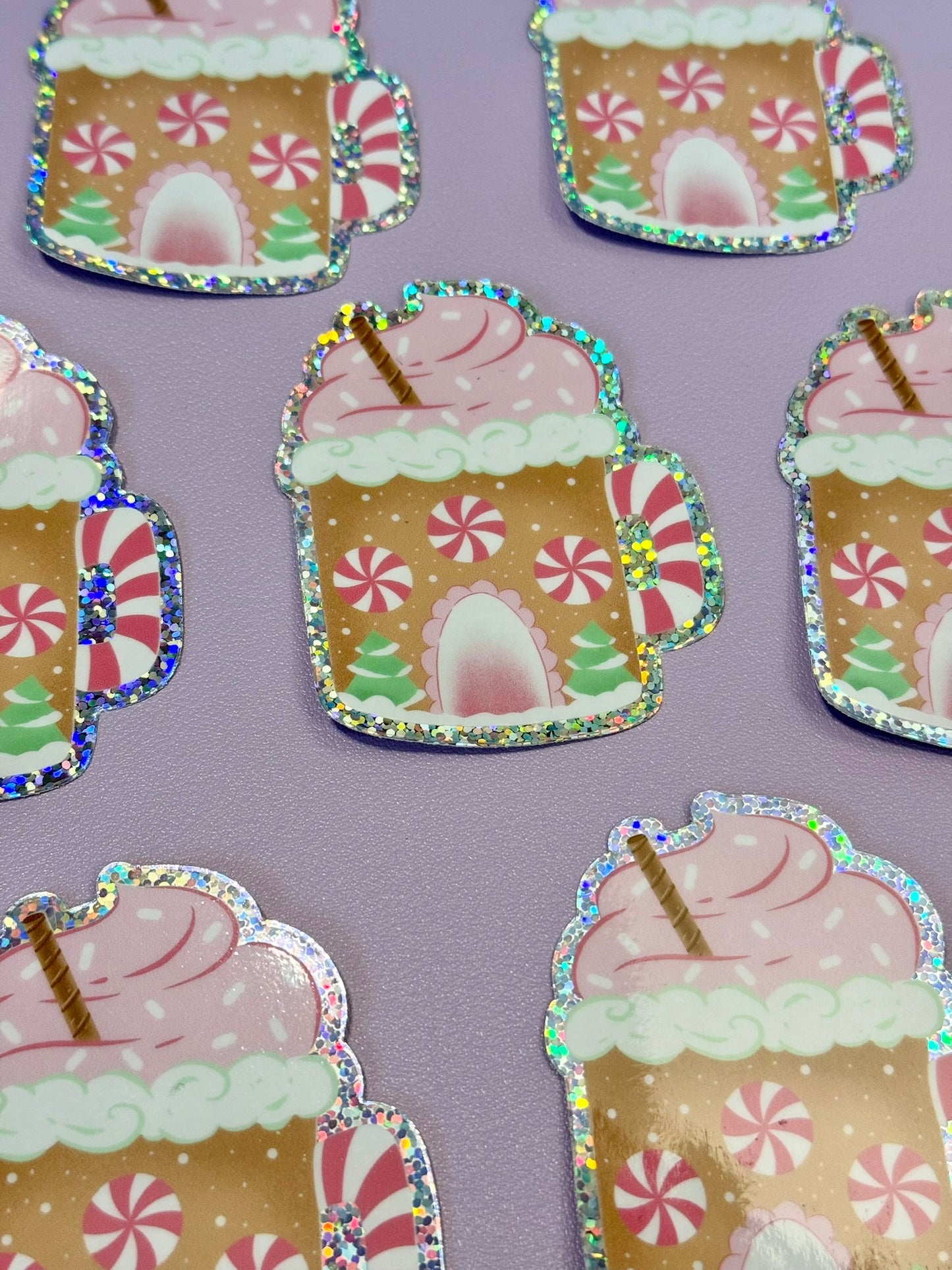 Gingerbread Mug Glitter Sticker