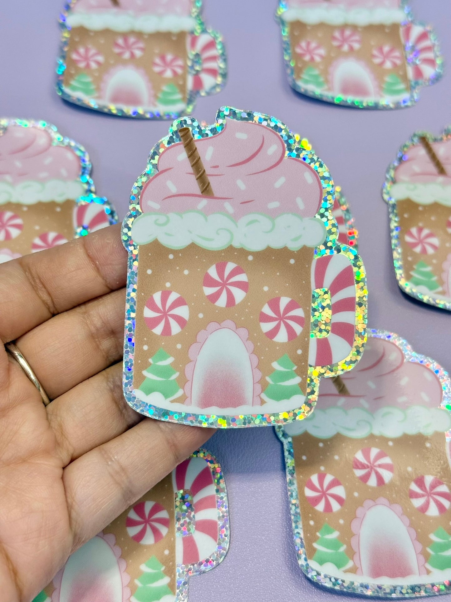 Gingerbread Mug Glitter Sticker