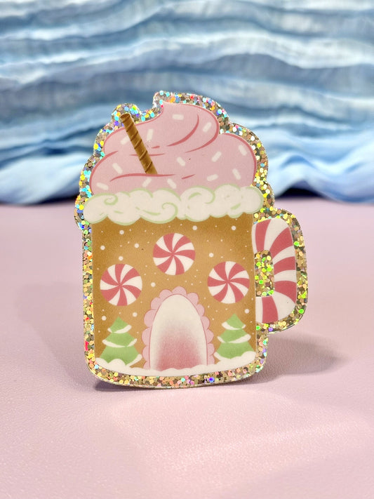 Gingerbread Mug Glitter Sticker