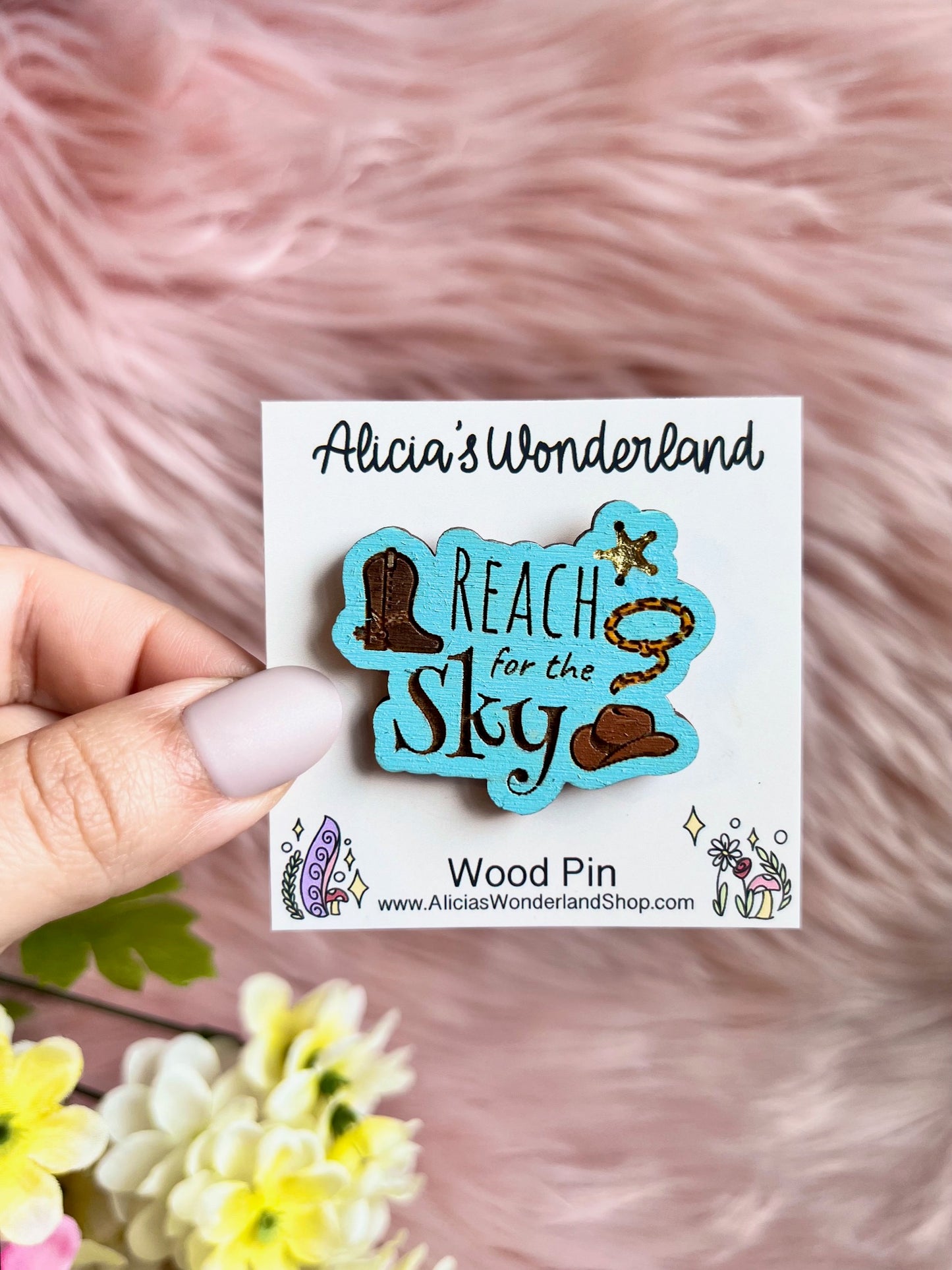 Reach for the Sky Wood Pin or Magnet