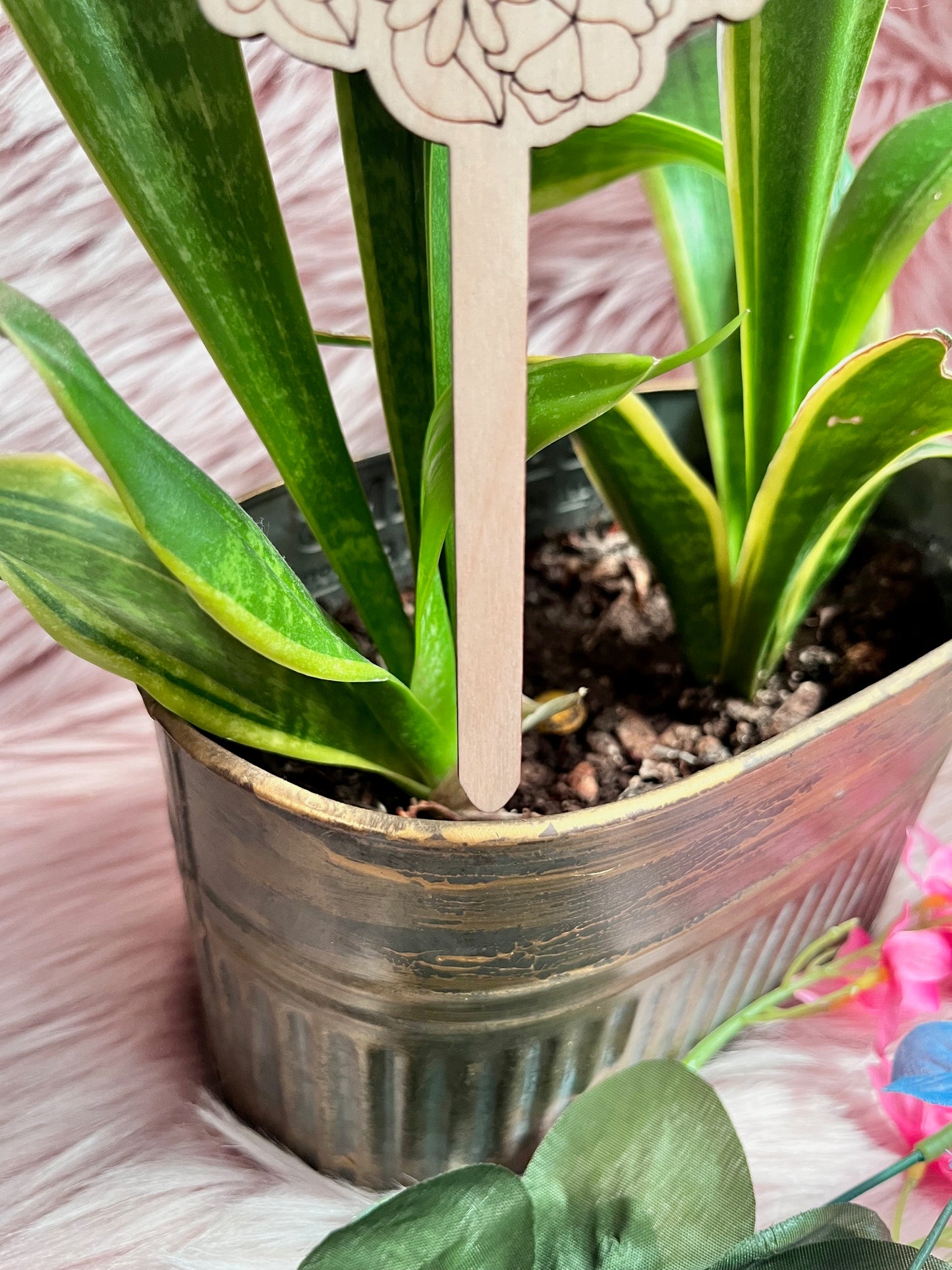 Hungry Caterpillar Wood Plant Stake