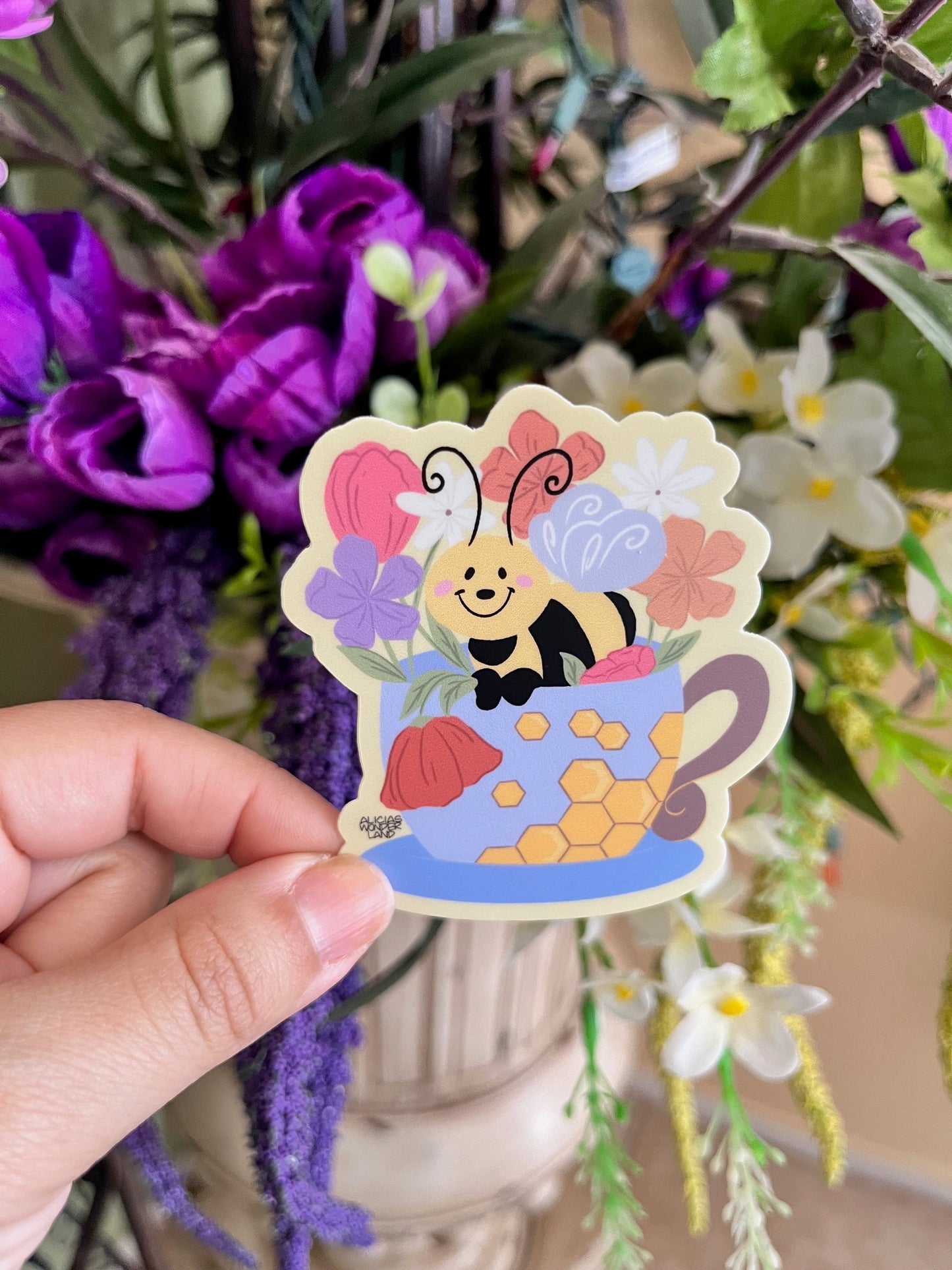 Bee Happy Vinyl Sticker