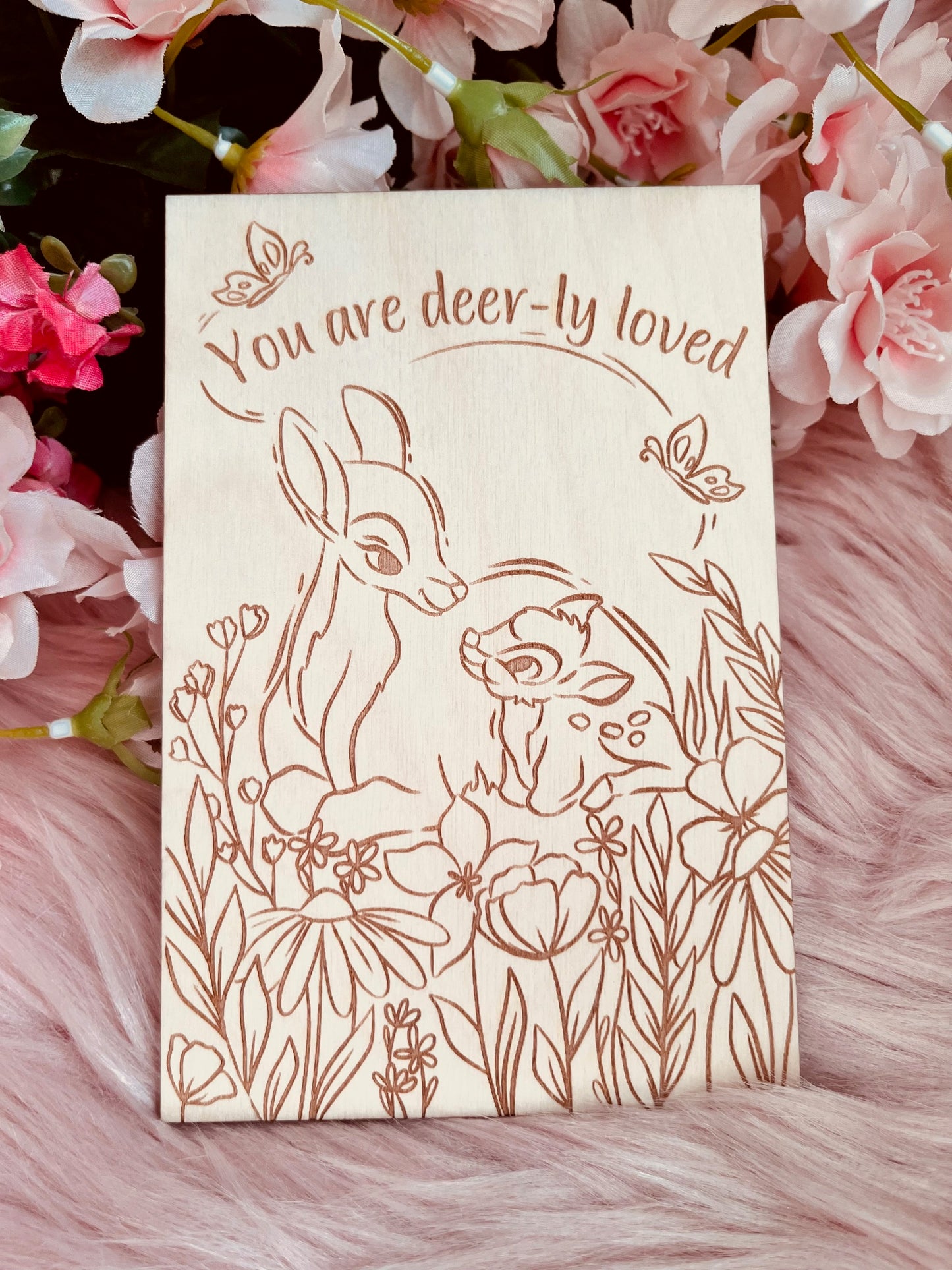 Deer-ly Loved Wood Greeting Card