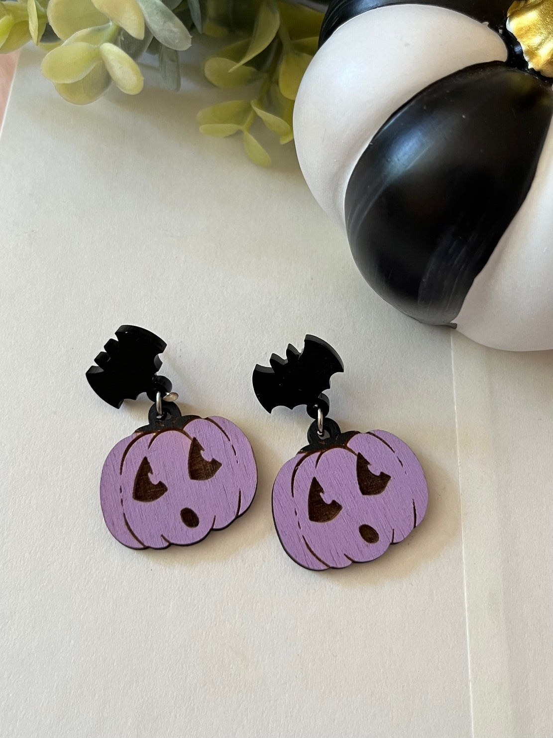 Purple Pumpkin Expression Earring