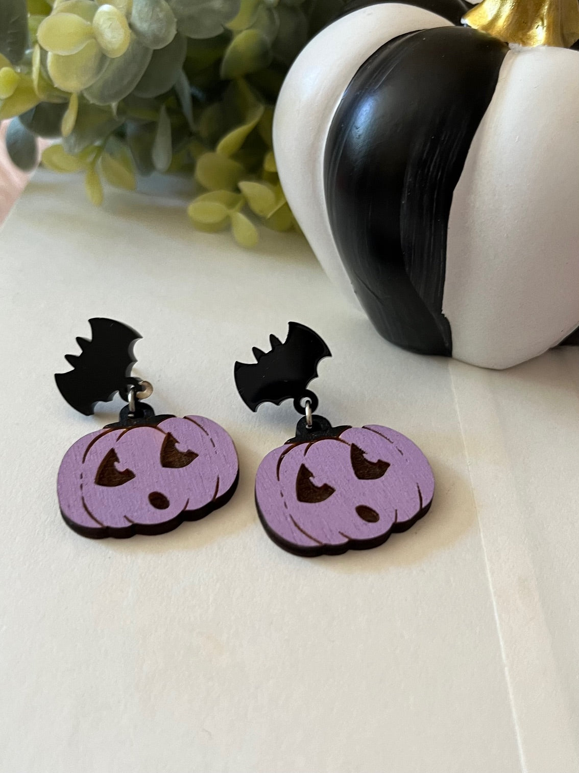 Purple Pumpkin Expression Earring