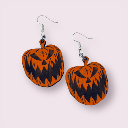 Pumpkin Wood Earrings