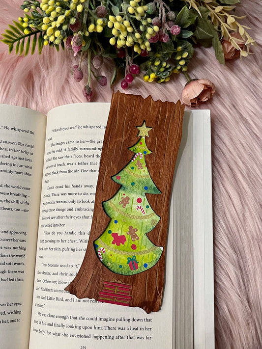 Xmas Tree Wood Bookmark