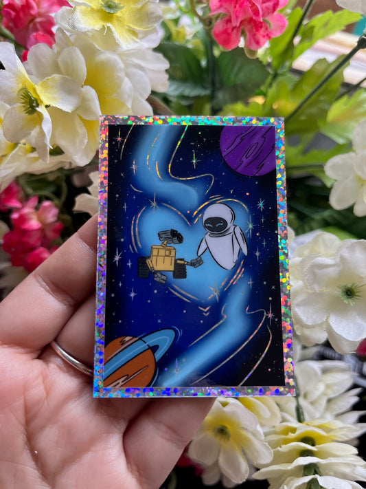 Space Romance Glitter Vinyl Sticker