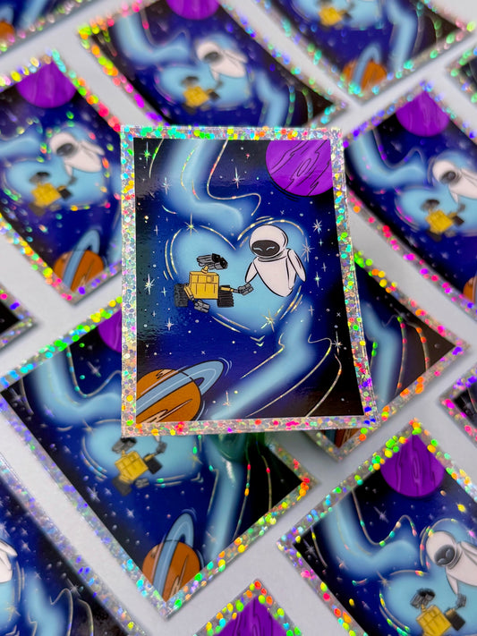 Space Romance Glitter Vinyl Sticker