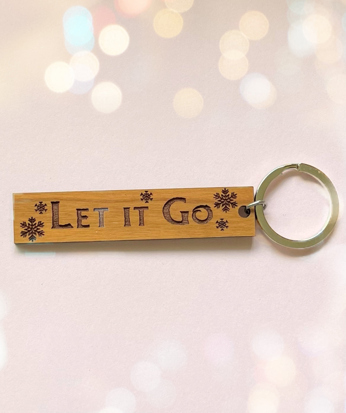 Let It Go  Wood Keychain