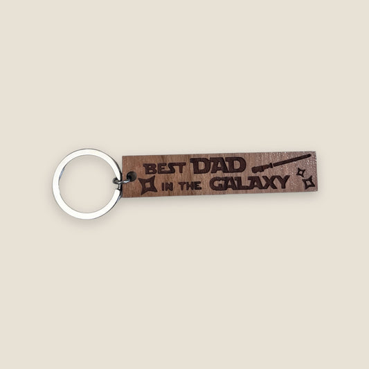 Wood Keychain - Best Dad in the Galaxy