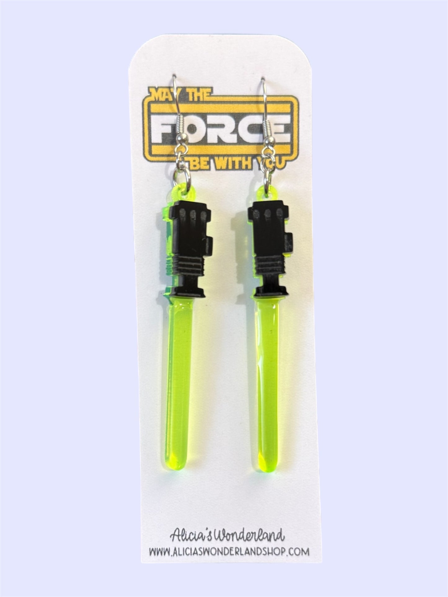 Neon Yellow Lightsaber Earrings